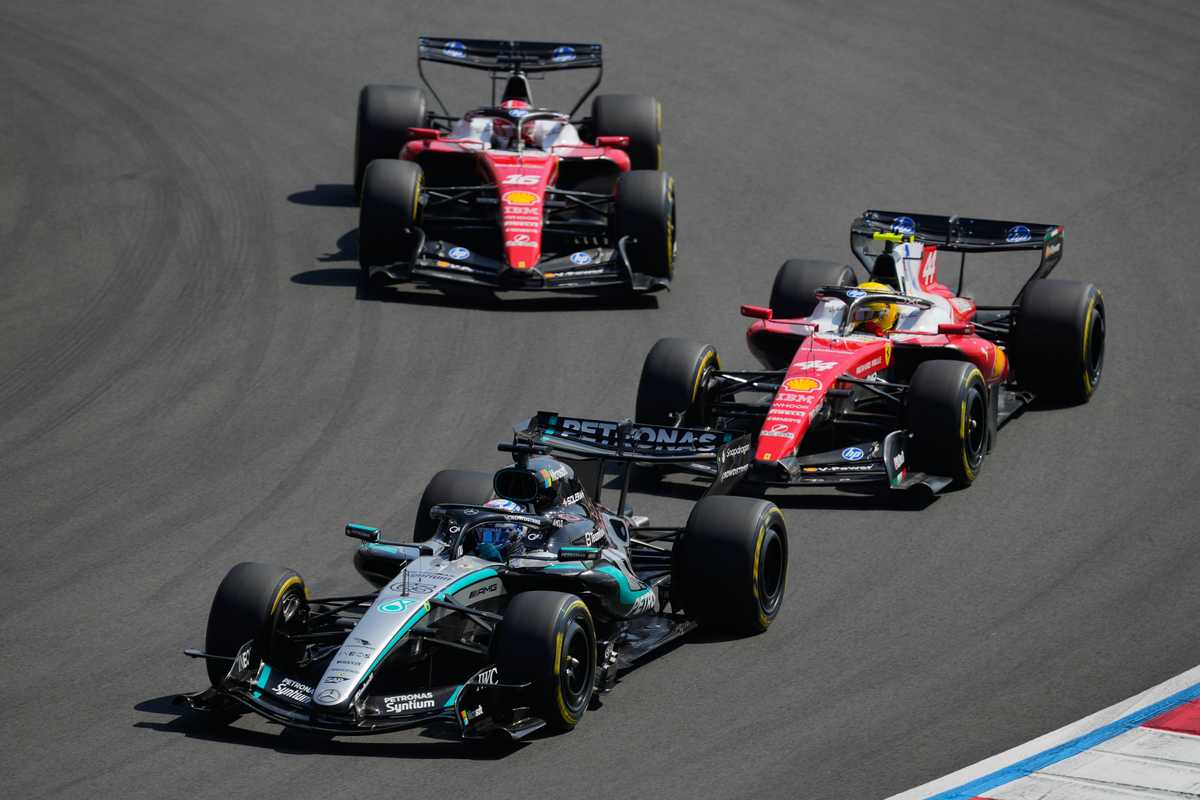 Close-up of Kimi Antonelli in his cockpit during the 2026 Canadian Grand Prix, focused with helmet visor down