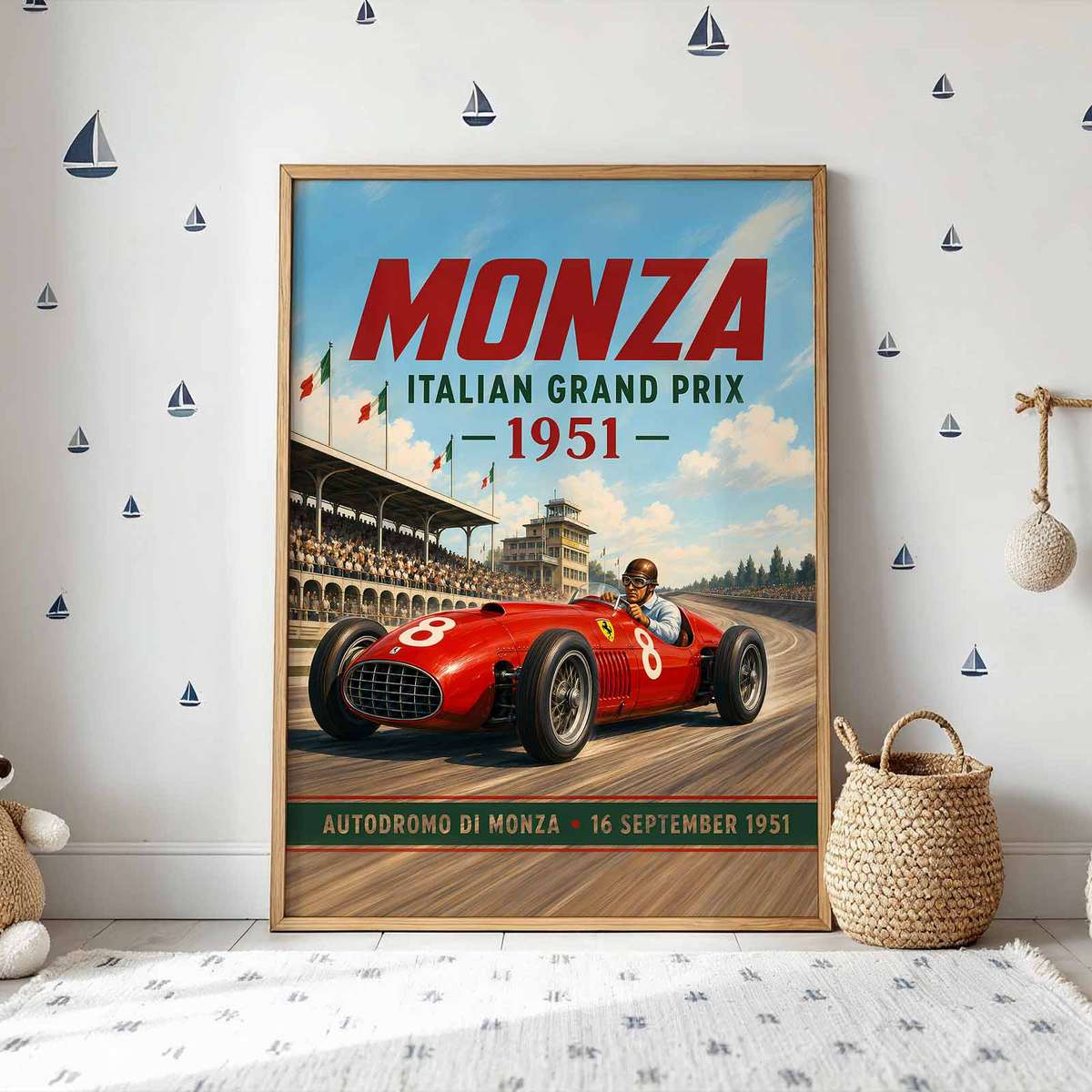 Gallery-style Autodromo Nazionale Monza Circuit artwork with historic details for modern living space decor