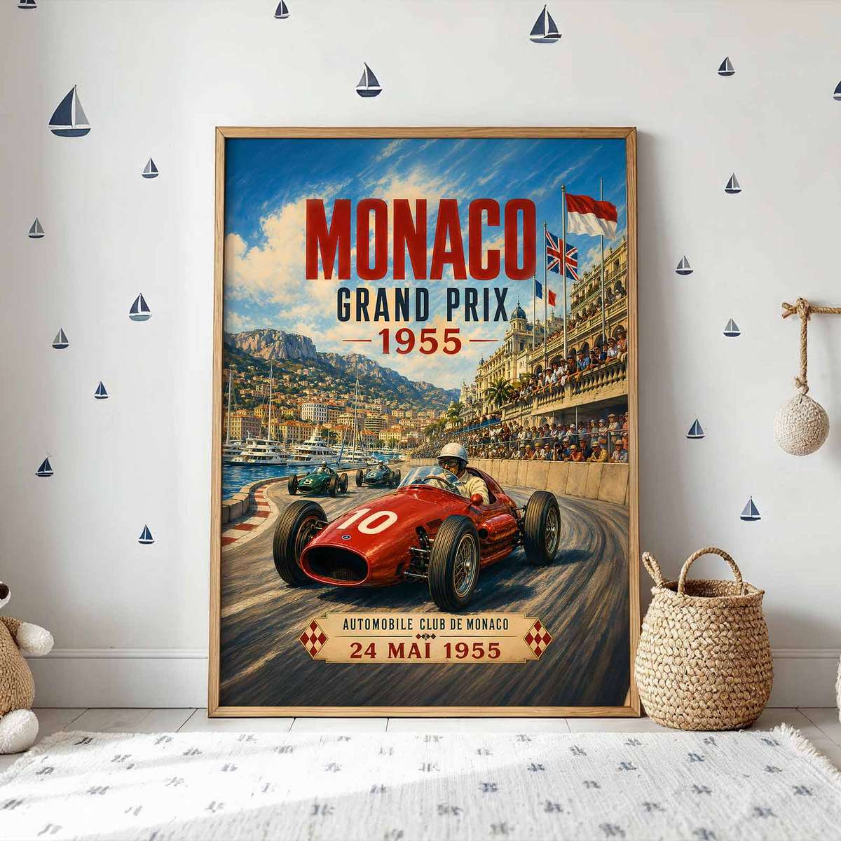 F1 shown in a vintage composition showcasing cornering action and dynamic race-day character inspired by 6 vintage formula 1