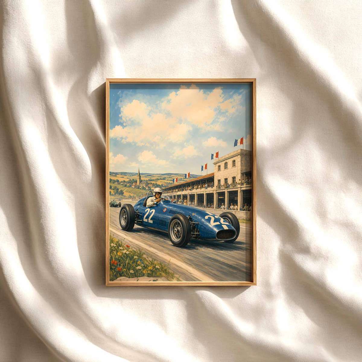 Grand Prix in Monaco Fans – Reims-Gueux 1950s Formula One Wall Art, Vintage… Formula 1 poster displayed as motorsport wall art