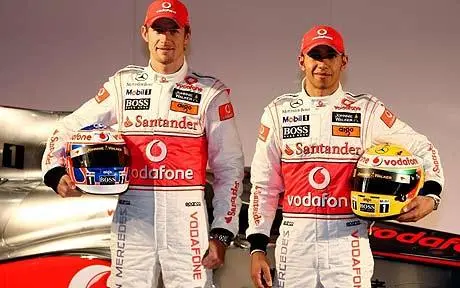 Lewis Hamilton driving a McLaren F1 car during his early career debut, helmet visible through the cockpit