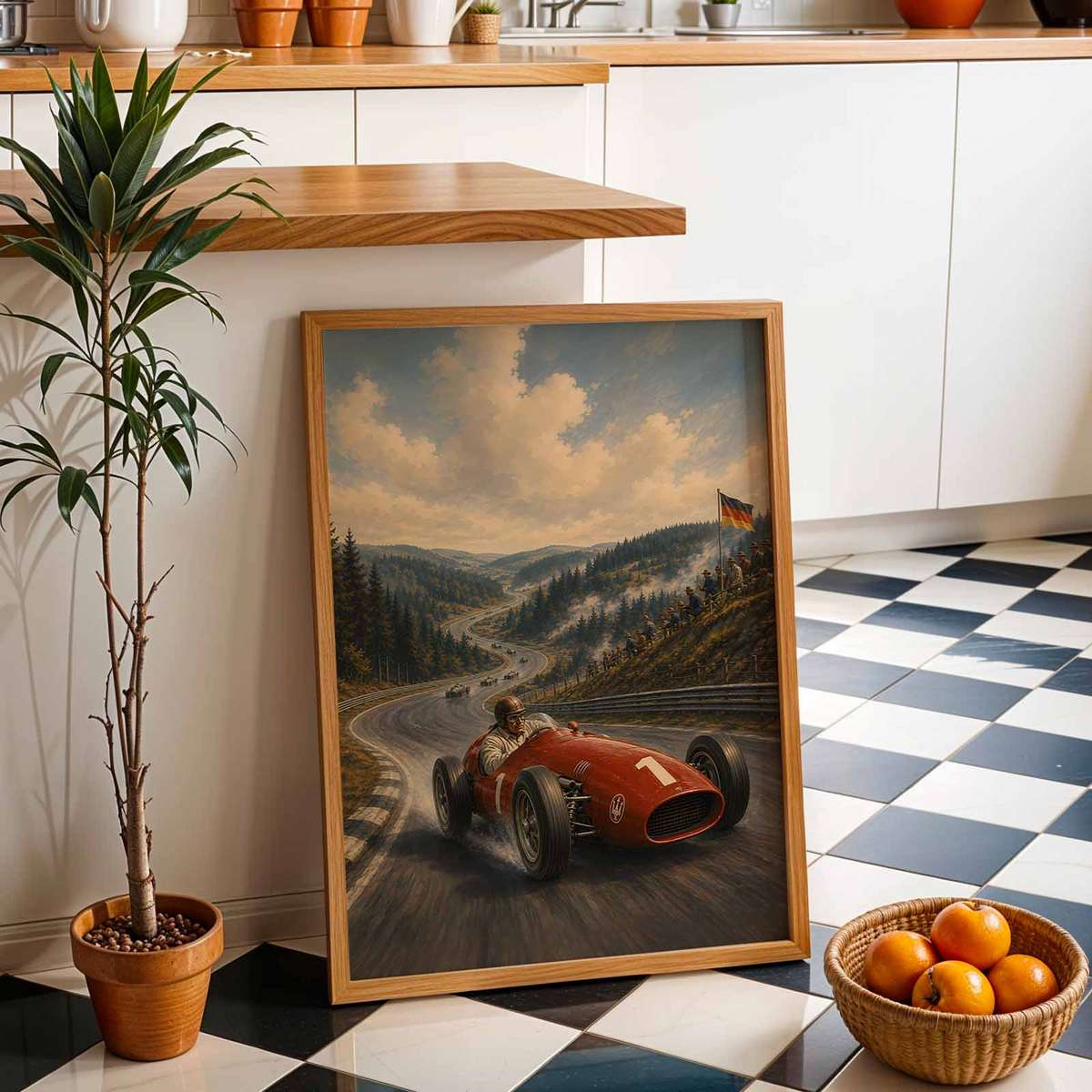 Vintage F1 Monaco Grand Prix Fans wall art featuring high-speed motion and track atmosphere
