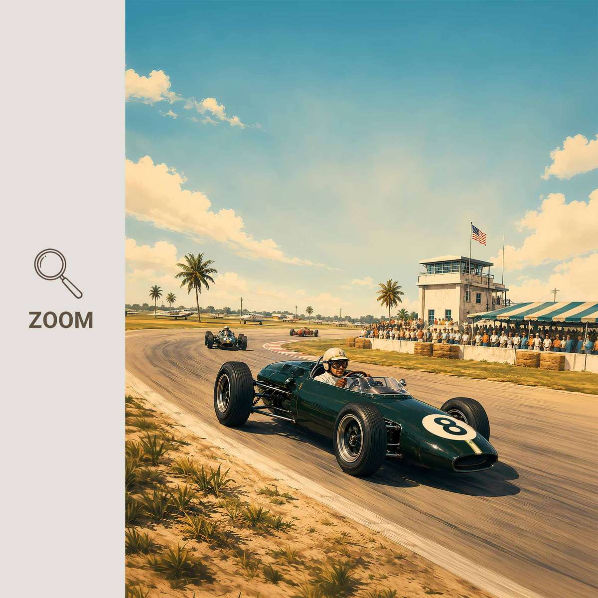 F1 Retro wall art showcasing racing lines with dramatic circuit energy and a technical visual character