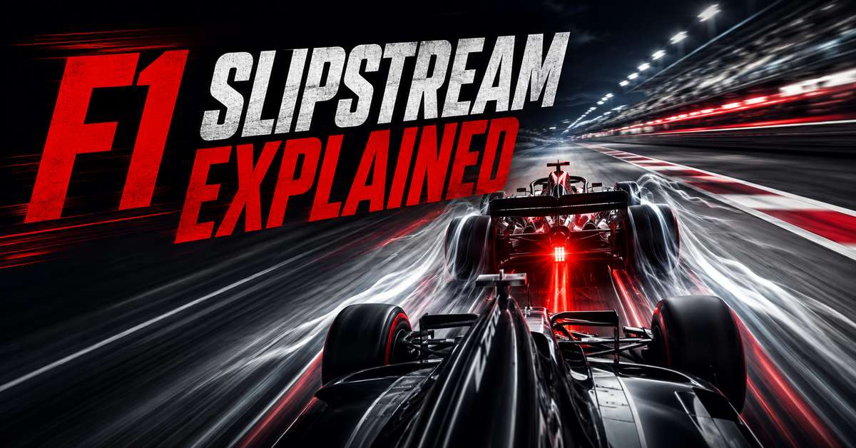 Two Formula 1 cars aligned nose-to-tail with the trailing car positioned in the leading car's wake on a straight