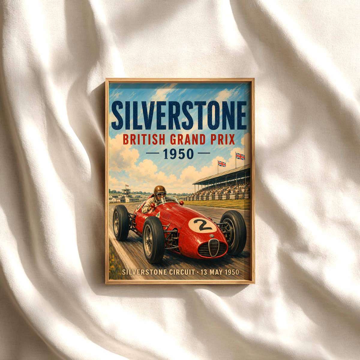 Silver Stone Grand Prix – British GP 1950, Formula 1 Car Painting, Ferrari F1… Formula 1 poster displayed as motorsport wall art