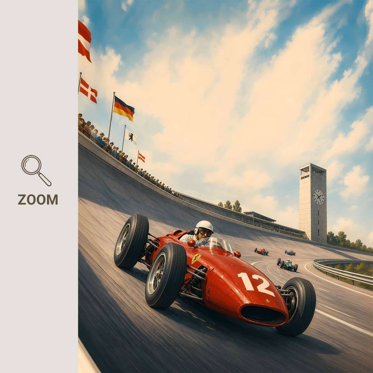 Vintage wall art of F1 created for garage decor