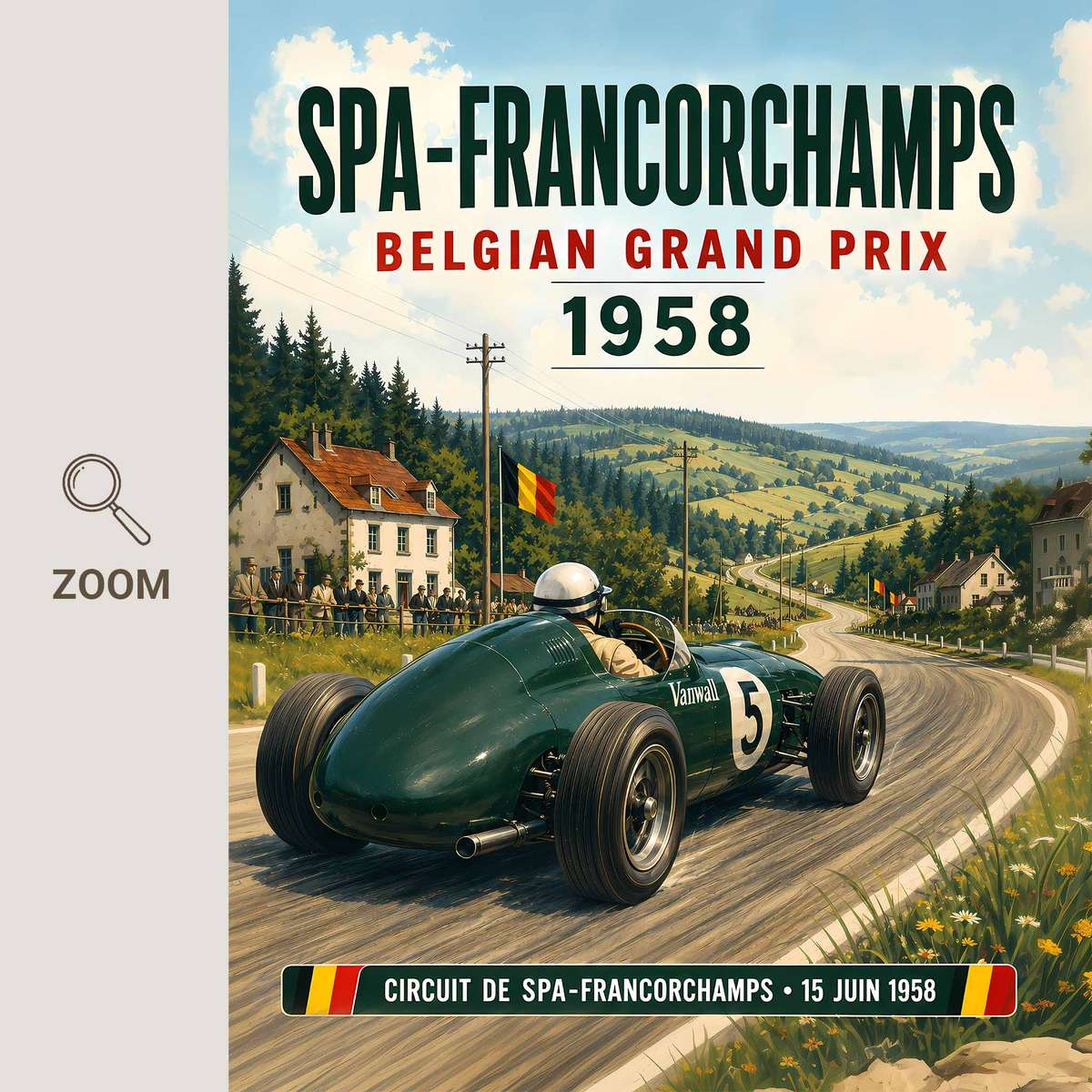 F1 poster combining high-speed motion and track atmosphere in a fast-paced composition