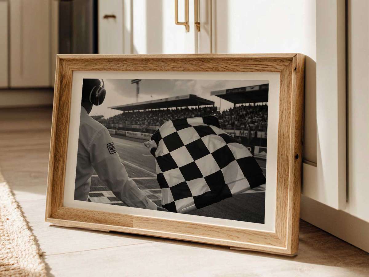 Stylized wall art centered on Formula 1 Austin with a dramatic atmosphere