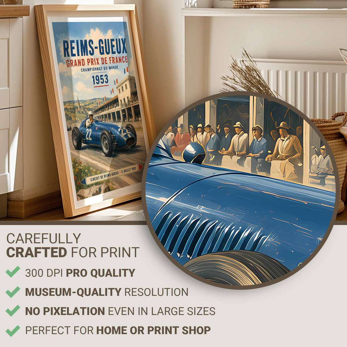 Historic wall art of Formula 1 Grand Prix Monaco Fans created for gallery wall decor