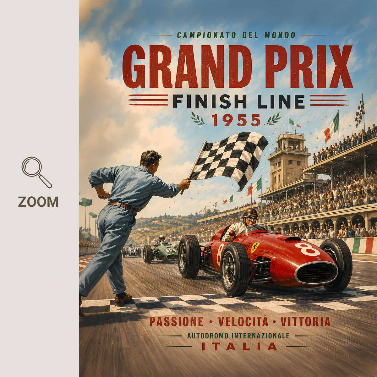 Retro wall art centered on Formula 1 USA Fans with a competitive atmosphere