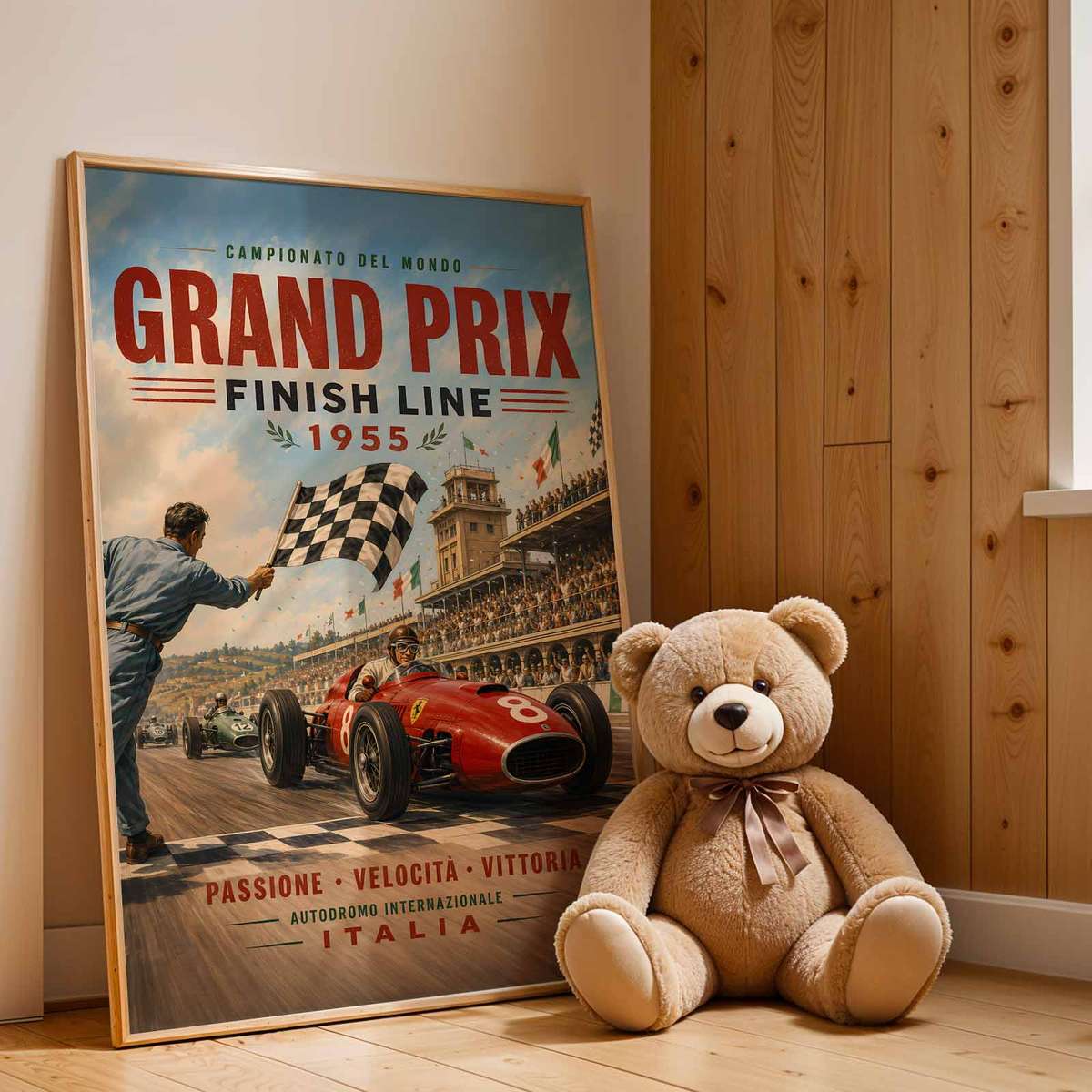 Artistic view of Formula 1 USA Fans showing mechanical detail and competitive motion for office decor