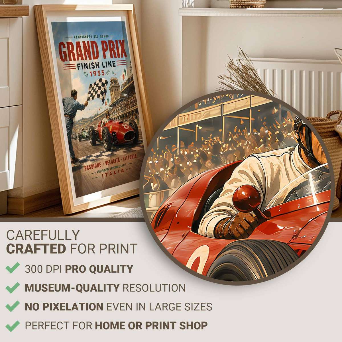 Formula 1 USA Fans wall art showcasing high-speed motion and track atmosphere and a technical visual character