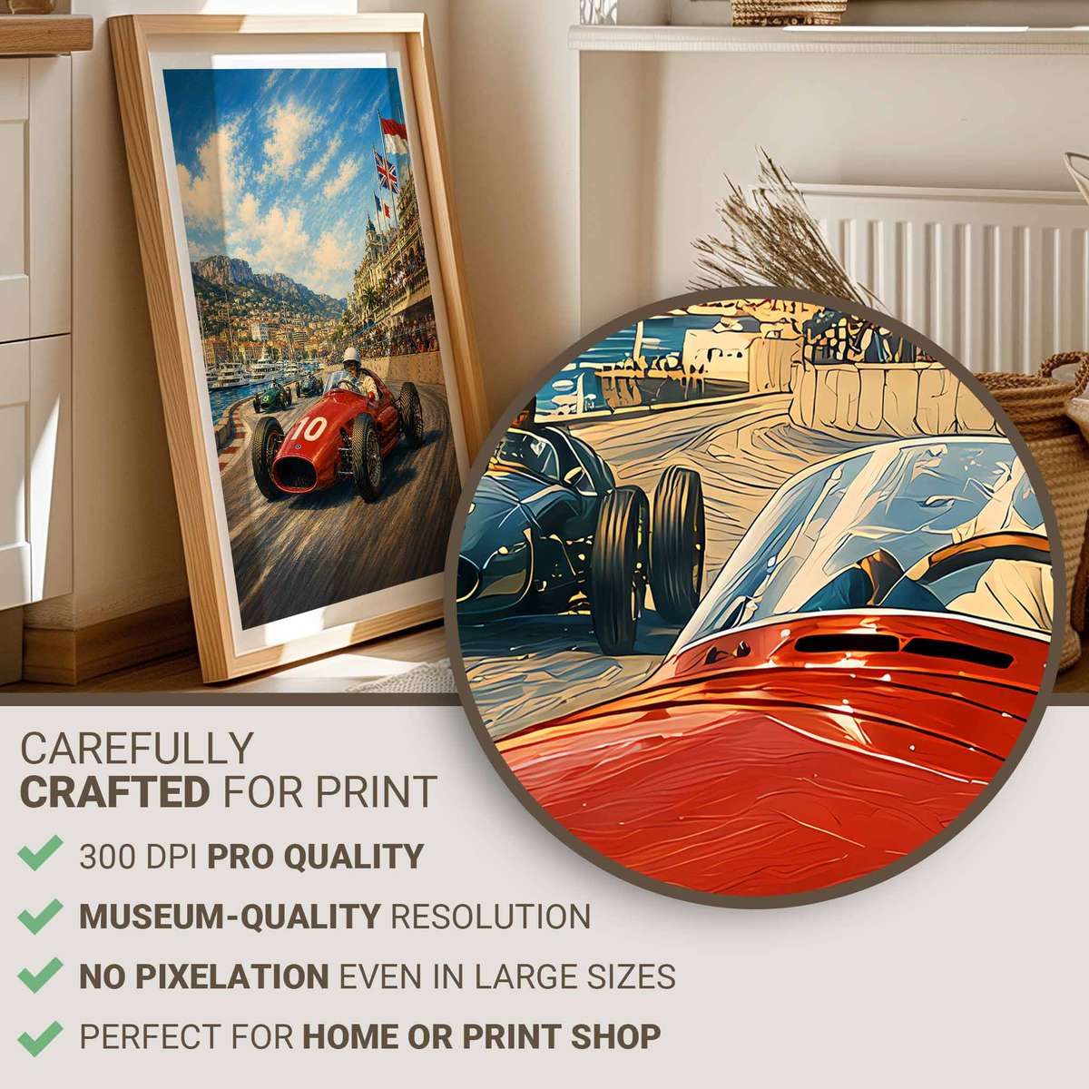 Formula 1 shown in a vintage composition showcasing race action framed by a bold circuit atmosphere