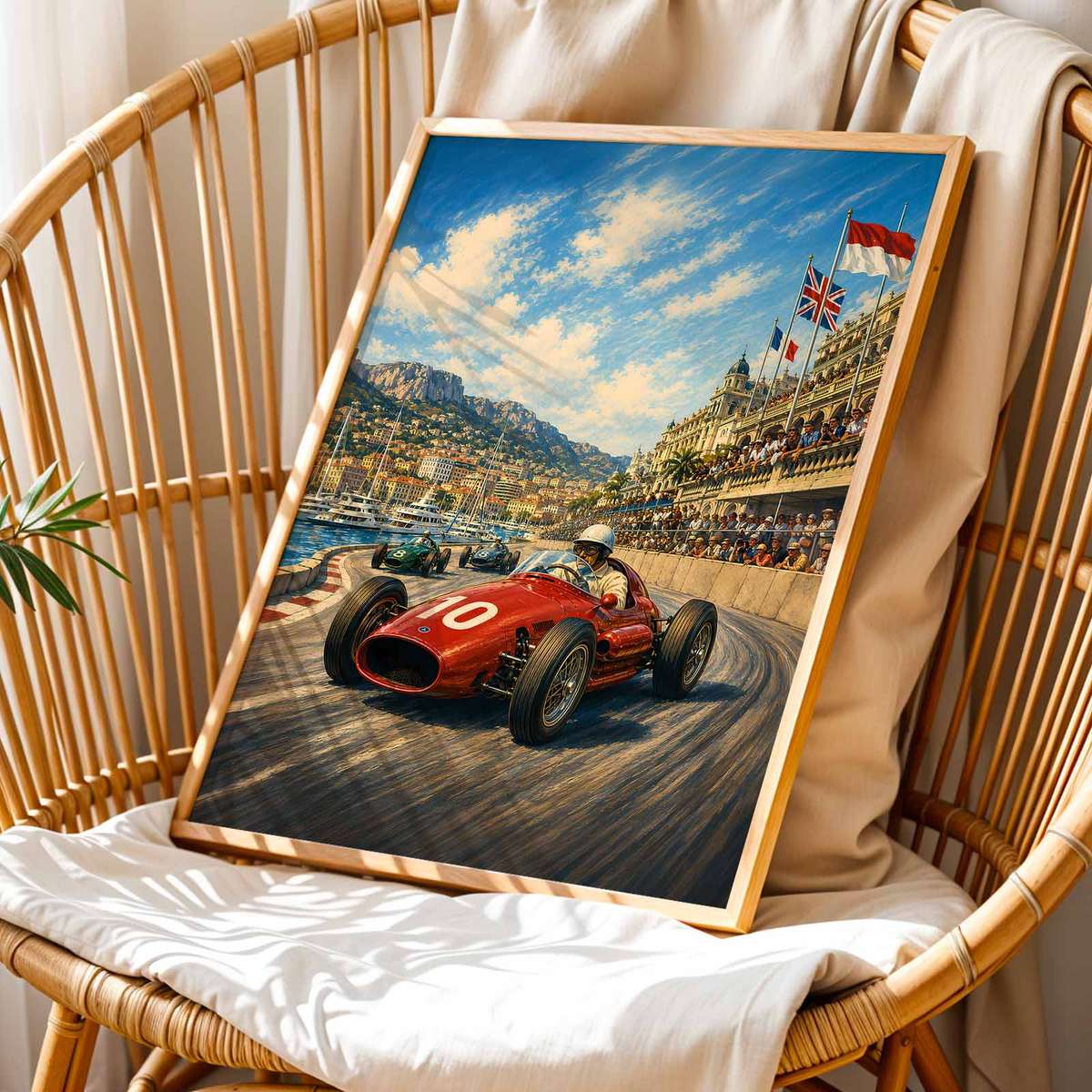 Formula 1 shown in a vintage composition showcasing race action framed by a bold circuit atmosphere