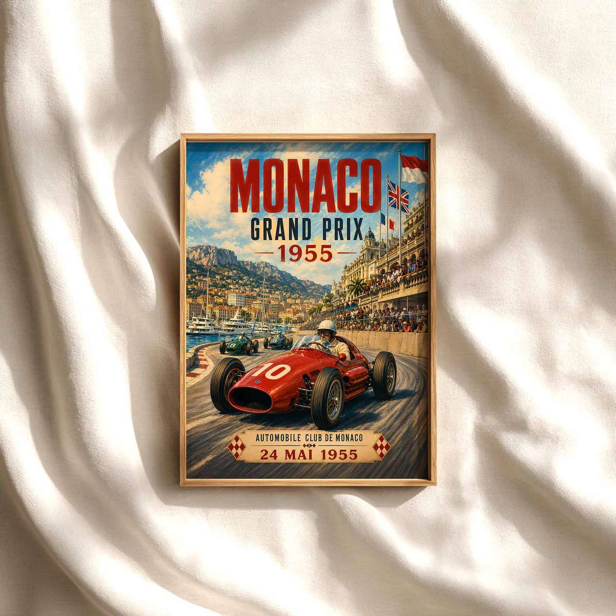 Formula One Monaco composition styled as wall art and featuring motorsport engineering and intense visual movement