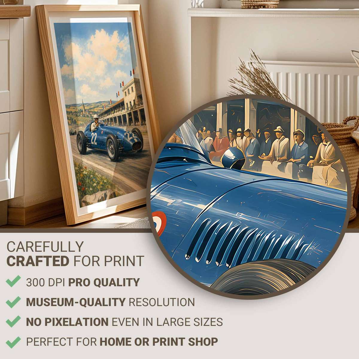 Grand Prix in Monaco Fans wall art showcasing motorsport engineering and intense visual movement and a competitive visual character
