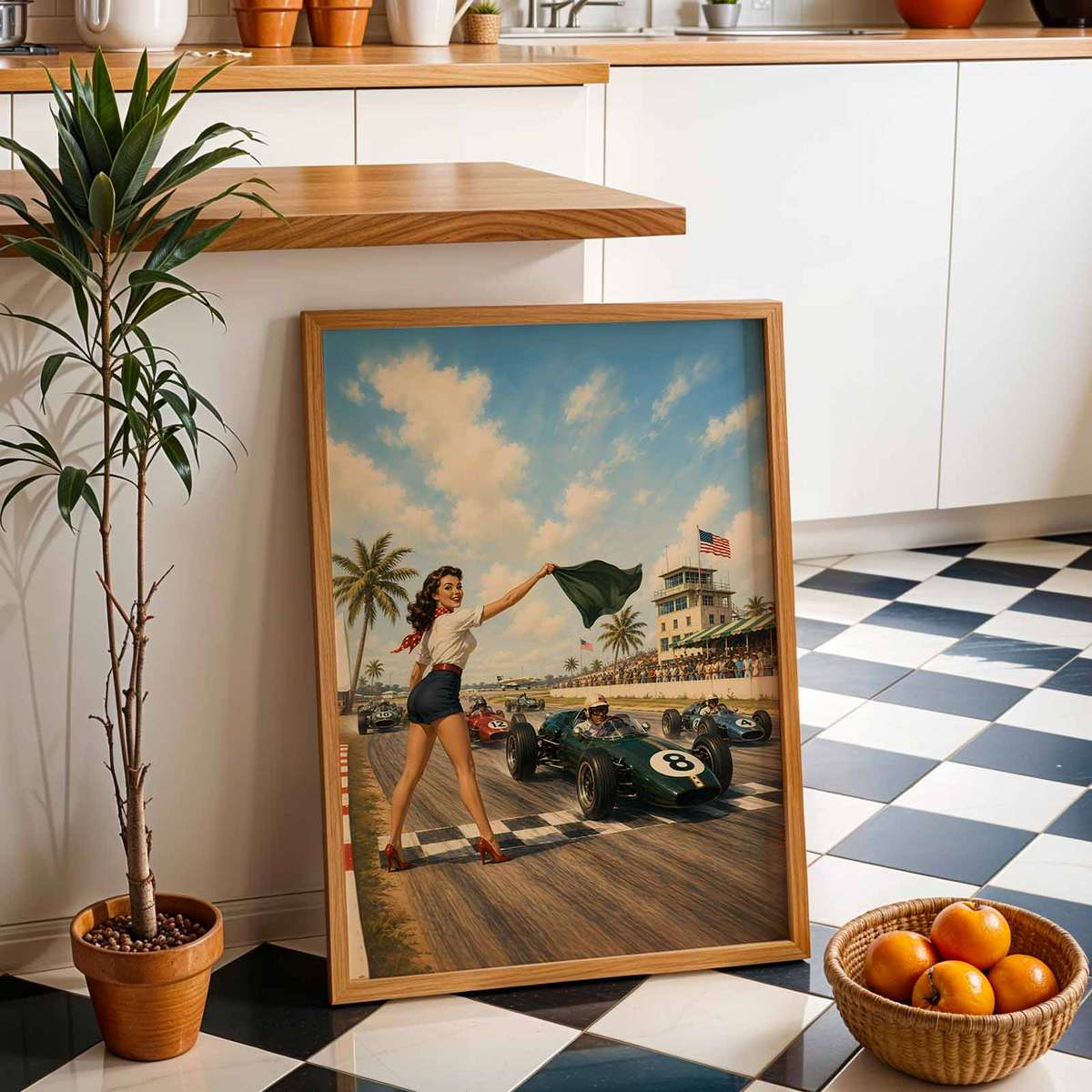 Vintage wall art centered on Imola Italy F1 Fans with a technical atmosphere