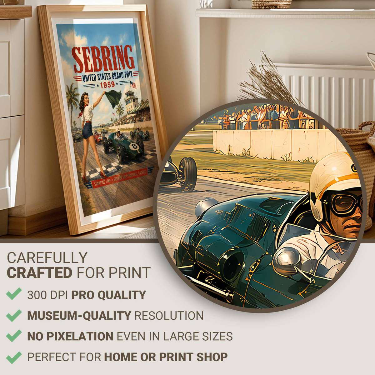 Vintage wall art of Italy Grand Prix Fans created for gallery wall decor
