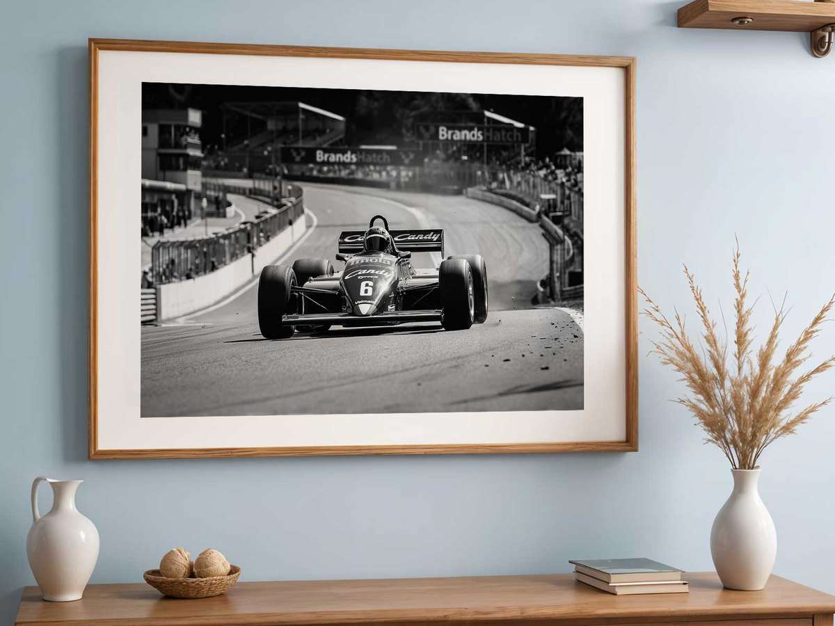 Full poster mockup of the Miami F1 track shown from a distance, demonstrating strong composition and readable forms when…