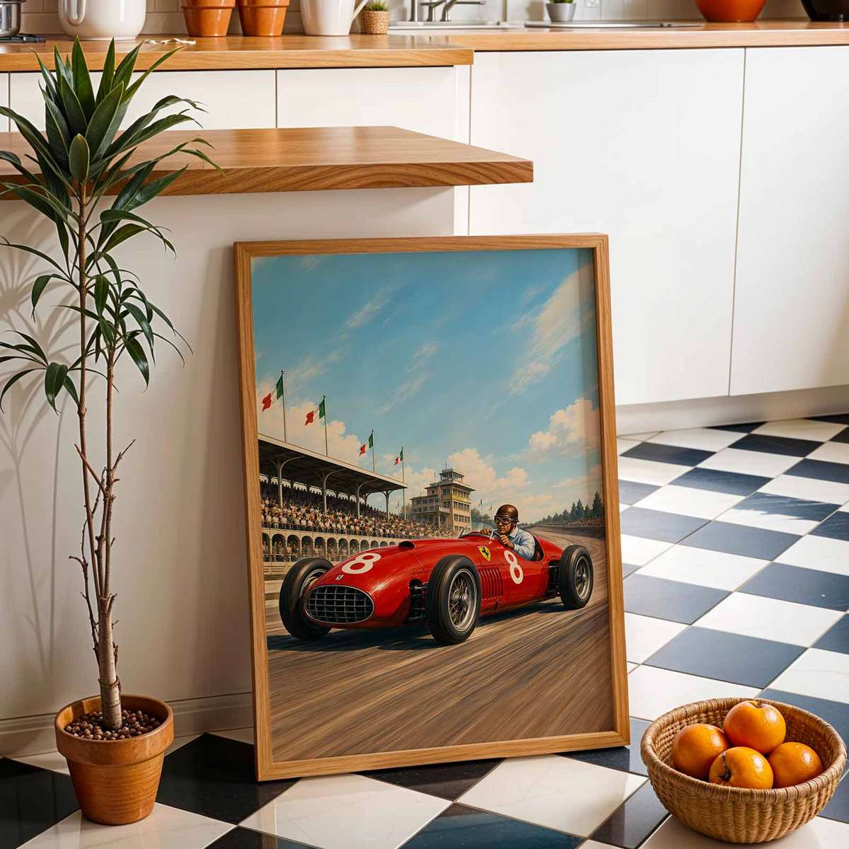 Artistic wall art of Monza Circuit created for gallery wall decor