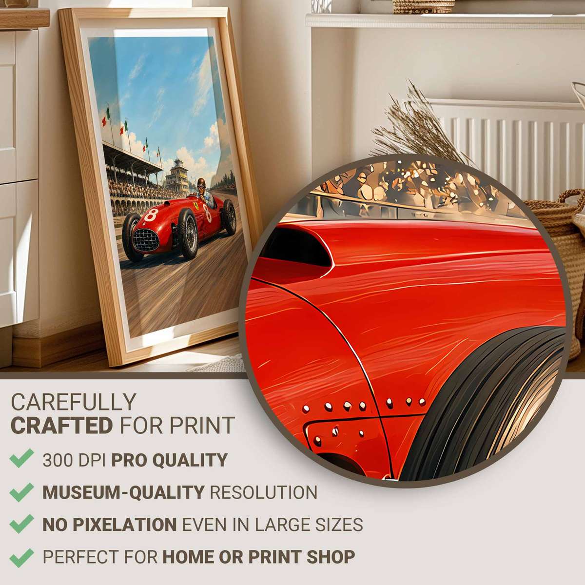 Decorative Monza Circuit artwork designed for motorcycle fans and gallery wall decor