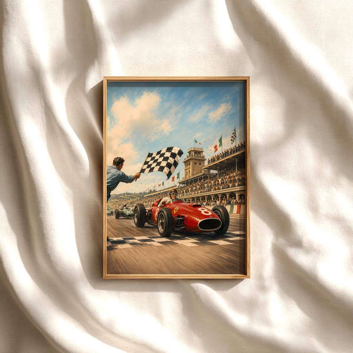 Sebring Formula 1 Fans wall art combining cornering action and dynamic race-day character in a dramatic composition