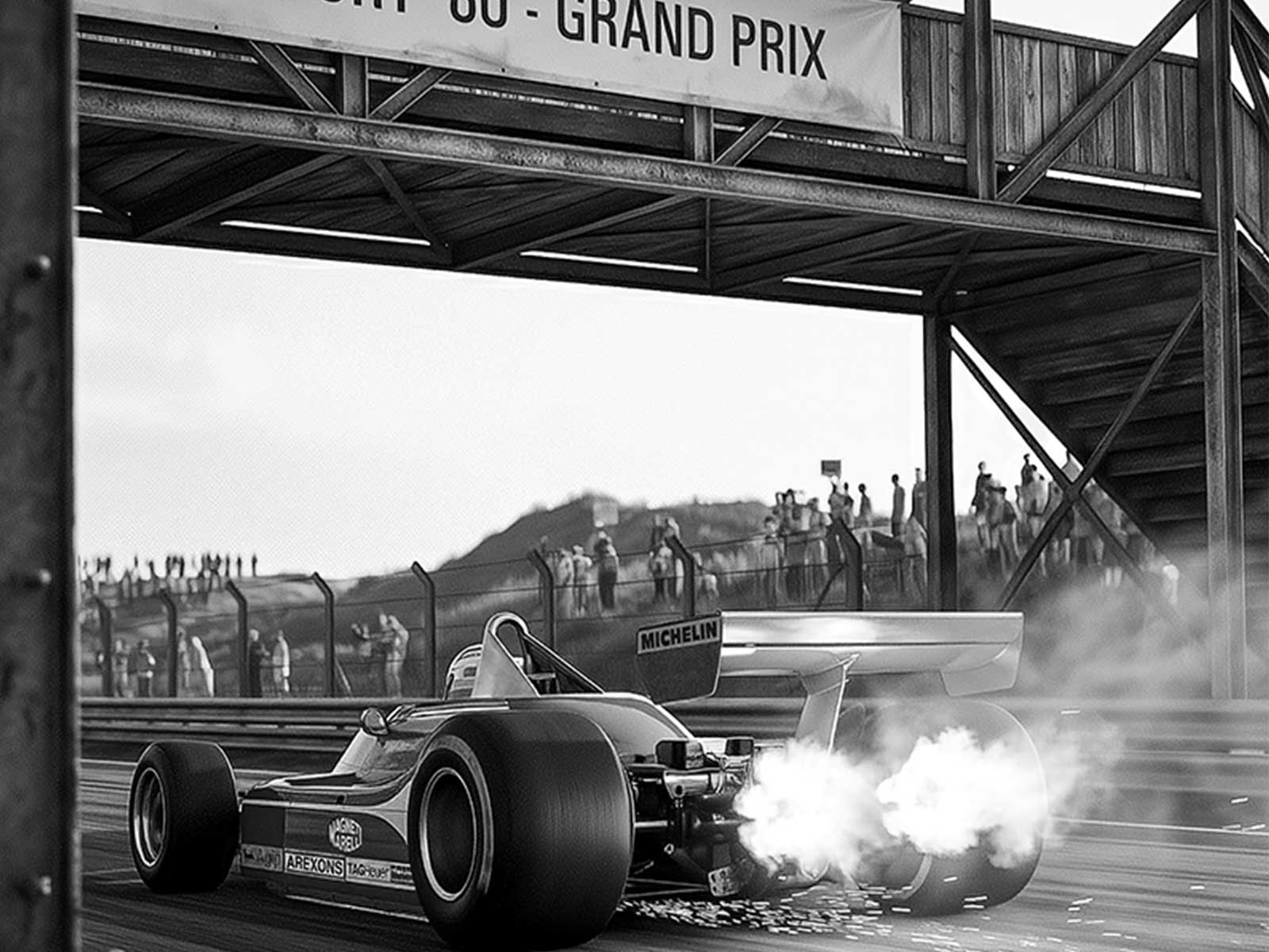 Close-up of a decisive overtake maneuver around a high-speed corner during the Japanese Grand Prix