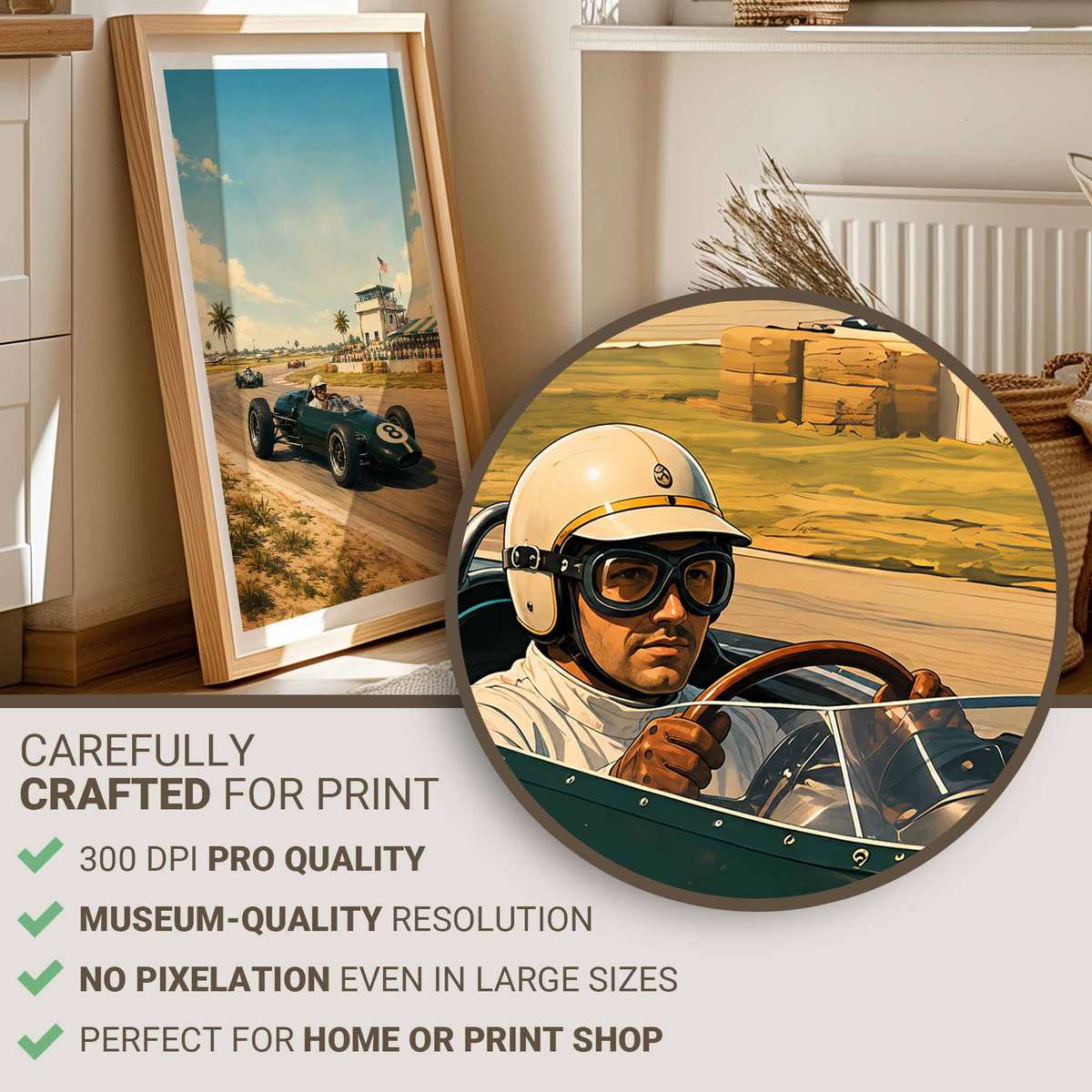 USA Grandprix wall art showcasing cornering action and dynamic race-day character and a energetic visual character