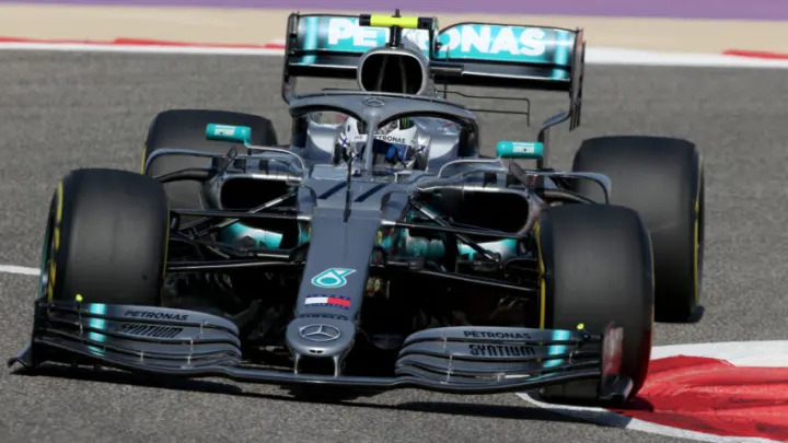 Valtteri Bottas in his Formula 1 cockpit concentrating ahead of a corner during a practice session